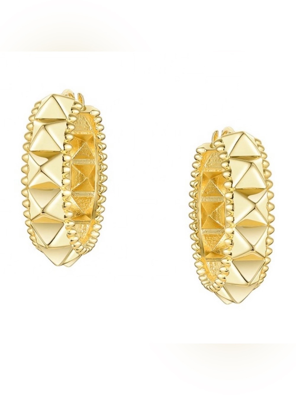 Gold Textured Pyramid Hoop Earrings - so chic! NWOT